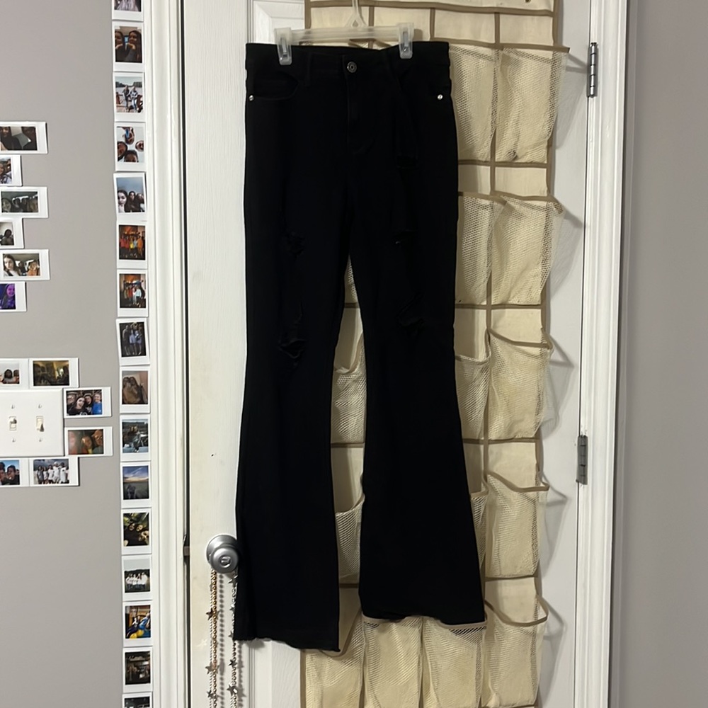 Silver Crush Ripped Flare Jeans